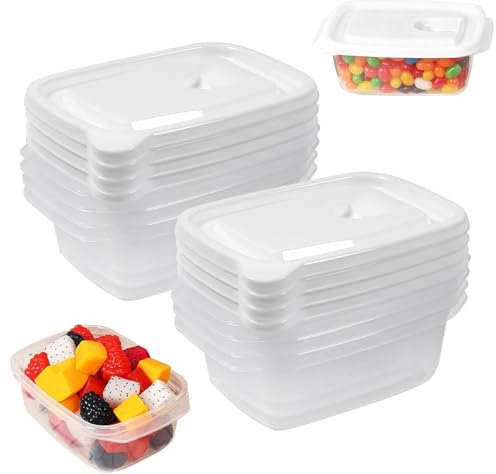 Ksvaye Set di 8 scatole in plastica alimentare 400 ml, scatola congelatore alimentare, 14,5 x 10 x 5 cm, senza BPA, scatola per alimenti con coperchio per microonde al congelatore