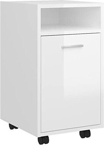HETFTJN Armadio Cameretta Armadio Basso da Esterno Armadietto Salvaspazio Mobile Sala - Credenza con Ruote Bianco Lucido 33x38x60 cm Legno Multistrato per Cucina Camera Di Servizio Camera Da Letto