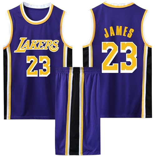ABRTJCL 2 Pezzi Maglietta Basket e Pantaloncini, Maglietta da Basket per Adulti/Bambino, Set Abbigliamento per Allenamento da Adulti/Bambino Viola 2XS