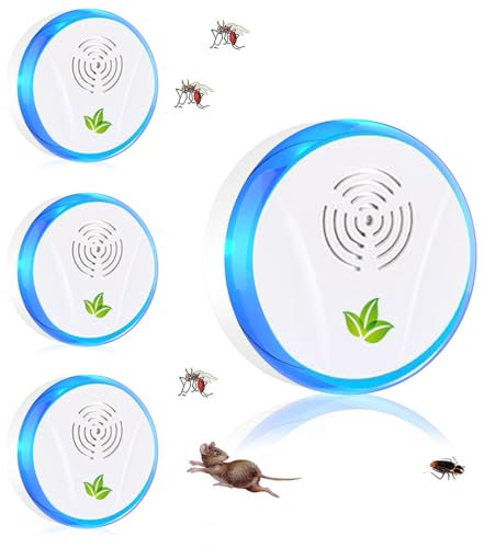 Ultrason Anti Moustique, 4 Pack Répulsif Ultrason Anti-Rongeurs Insectes, Intérieur Répulsif Électronique & Répulsif Moustique Ultrason Anti Insectes,Moustiques,Fourmis,Rats - 100% Inoffensif