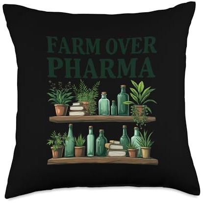 Farm Over Pharma Herbal Plants Books Jars Throw Pillow