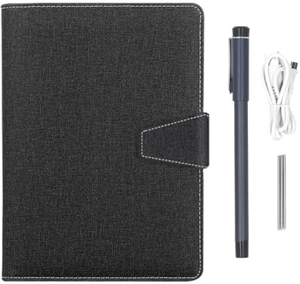 Jectse 3 in 1 Digital Smart Pen, A5 Smartpen Notebook Set, Real Time Sync for Digitizing, BT 5.0 Paper Smart Writing Set, Convert to Text, OCR Technology, for IOS for Android (Linen Pattern Black)