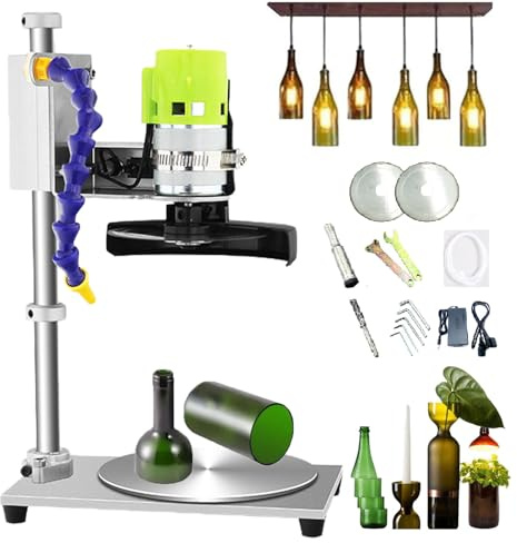 HpLNDas Electric Glass Bottle Cutter - 7 Speeds Adjustable, Glass Bottle Cutting Machine with Non-slip and Rotate Base, 2000-6000 rpm Cutting Tool for Wine Bottles Ceramic Bottles DIY Flower Pot etc