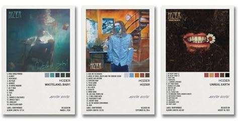 A Set Of 3 Hozier Poster Music Album Cover Poster Für Zimmer, Ästhetische Leinwand-Wandkunst, Schlafzimmer-Dekor Poster 08x12inch(20x30cm)-3pcs