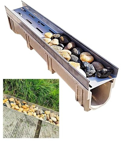 Kanalentwässerungssystem für Regenrinne, 15,2 - 35,6 cm breites Grabenablaufabdeckungs-Set, 1 m lang, Regenwasserrost, Kanalisation, Boden, Dachrinne, Spüle (35 x 45 cm) für effizientes