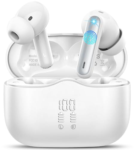 xinwld Bluetooth Kopfhörer, Kopfhörer Kabellos Bluetooth 5.4 In Ear Kopfhörer mit 4 ENC Noise Cancelling Mic, Kabellose Kopfhörer Tiefer Bass Wireless Earbuds 40Std, IP7 Wasserdicht Ohrhörer, Weiß