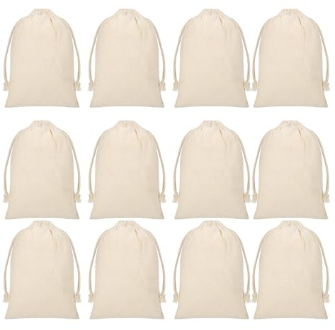 12 PCS Pochon Tissu, Sacs en Tissu, Sachets en Coton 15x20 Cm Avec Cordon, Pochons Réutilisables Pour Bijoux, Bonbons, Cadeaux, Sacs Écologiques Pour Mariage, Fête, Rangement
