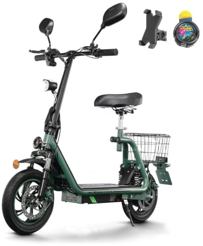 TWOFISH E Scooter mit Straßenzulassung(EEC), 12 Zoll Elektroroller mit 48V 13Ah Akku für Erwachsene, 30 km Reichweite 120 kg Tragkraft Scheibenbremsen für den Stadtverkehr, M5 PRO E (Grün)