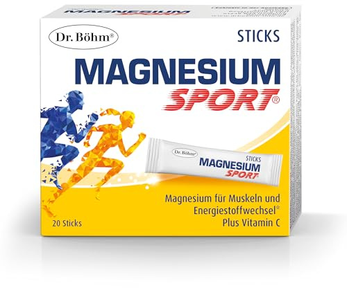 Dr. Böhm Magnesium Sport Sticks: Für Ausdauer und Leistung im Sport, mit Magnesium, Kalium und Vitamin C, ideal für unterwegs, 20 Stück