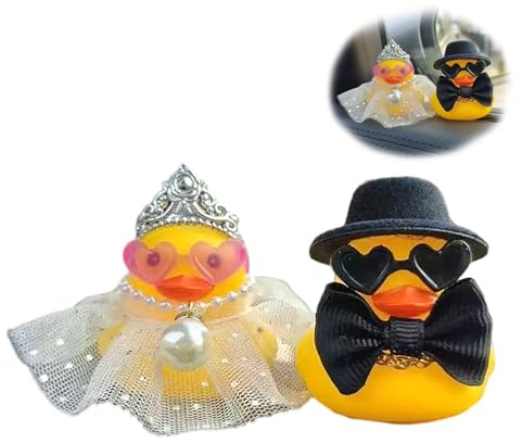 2 Pezzi Paperella Bagnetto Matrimonio da Bagno con Motivo di Coppia di sposi, Giallo, Paar, Decorare la Sala Delle Nozze per Creare Un'atmosfera Dolce