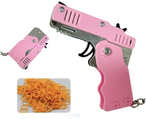 Mini Metal Burst Collapsible Rubber Band Toy,Rubber Band With 60pcs Band,Portable Shooting Rubber Portable Game