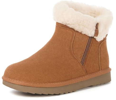 Hsyooes Botas Mujer Nieve Cálido Forradas Botines de Invierno Ante Cómodas Zapatos de Nieve Impermeable Botas de Invierno Antideslizante Marrón EU40