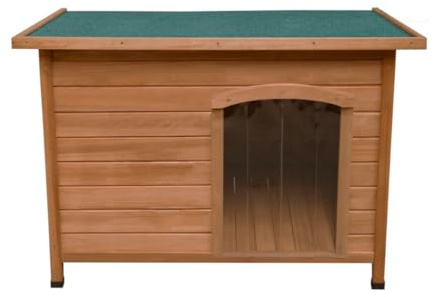 Cuccia per cani di media taglia casa per animali H 70cm H x 103cm L x 66cm P tetto apribile con cerniera Sportelli rimovibili sul pavimento Resistente alle intemperie Legno di abete Facile da pulire