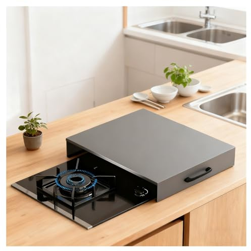 ZHZHXR Copertura per Fornelli a Gas, Copri Piano Cottura Fornelli Elettrici per Gas e Elettrici, Amplia Spazio Cucina, Facile Pulire(Gray,L11.81xW15.75xH1.97IN)