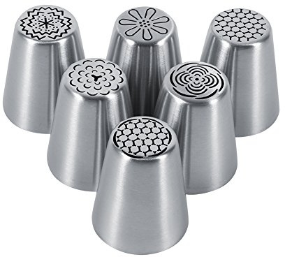 Respicefinem 6 Ugelli per Tubazioni in Acciaio Inossidabile per Torte Decorazioni Professionali per Rose Tulipani Fiori con Crema al Burro Cupcake Biscotti e Altri Dolci