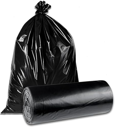 AIBULO 70L Heavy Duty Black Bin Bags – 200 Extra Strong Refuse Sacks (4 Rolls of 50) with Leakproof Base – Recycled Plastic Bin Liners for Kitchen, Office, Garden & Commercial Waste