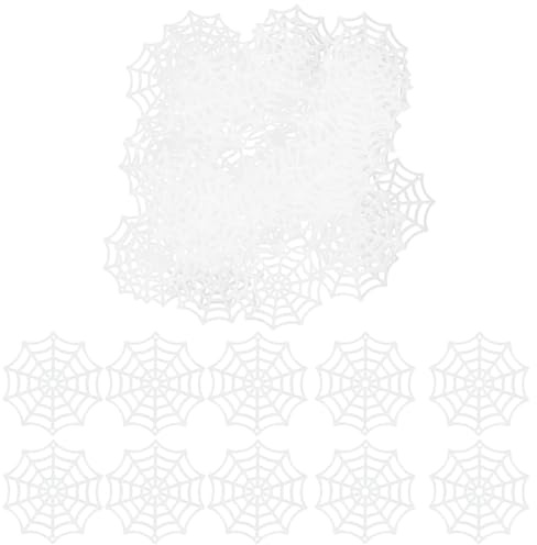 Veemoon 50 Piezas 50 Piezas Telarañas de Plástico Luminosas para Halloween, Accesorios Pequeños para Decoración de Fiesta Interior y Exterior, Decoraciones Temáticas Resistentes y