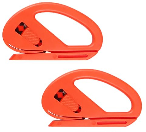 2 Pack Wrapping Paper Cutter, Sliding Gift Wrap Cutting Tool Effortless Film Cutter Letter Opener for Christmas, Halloween, Birthdays, Holiday - Orange