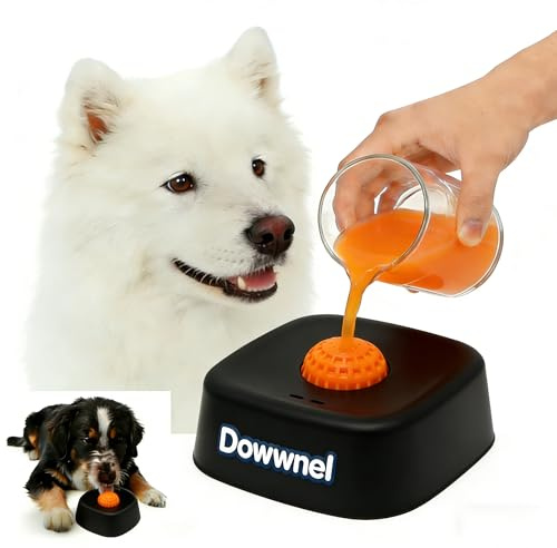 Dog Lick Bowl with Ball Anti-Spill Slow Feeder, Dog Licking Bowl for Water & Lick Ball for Dogs, Interactive Dog Licker Ball in a Bowl for Multi-Pet Households Non-Slip (Black, 1 Pack)