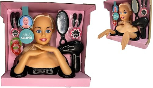 Huvud Makeup Docka och Kamma med Modetillbehör Byst Frisör Kosmetolog Leksak Hårstil Hår Prinsessa Skönhetssalong Makeup Leksak Styling Huvud (b)