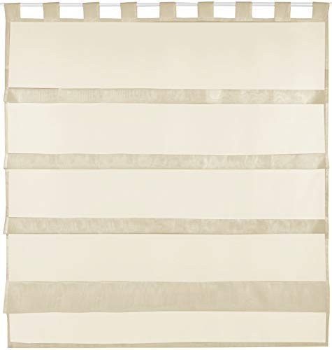 Bestlivings beige Bistrogardine Transparent mit Schlaufen in 100x110 cm (BxL), in vielen Varianten erhältlich