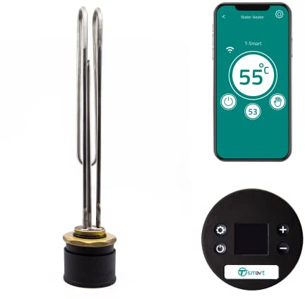 T-Smart Tesla Vertical Top Entry 27 Incoloy Cylinder Immersion Heater & Smart Thermostat TIHTS650