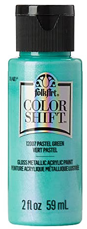 FolkArt Acrylic, Green Pastel 2 fl oz Premium Metallic Finish Paint, Perfect for Easy to Apply DIY Arts and Crafts, 12007 Color Shift PASTL GRN, (Pack of 1)