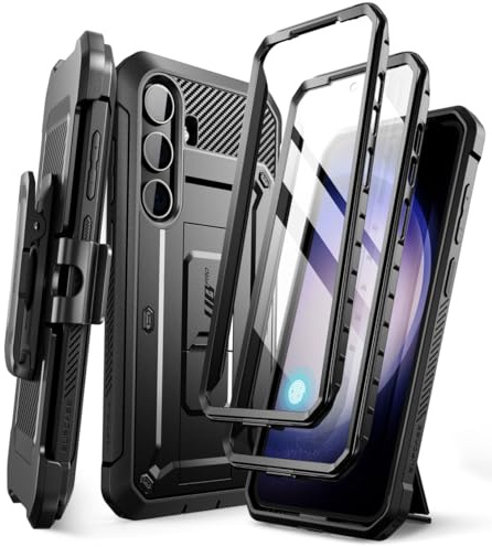 SUPCASE for Samsung Galaxy S24 Plus Case with Stand [2 Front Frames] [Built-in Screen Protector & Belt-Clip] [Military-Grade Protection] Heavy Duty Rugged Phone Case for Galaxy S24 Plus, Black