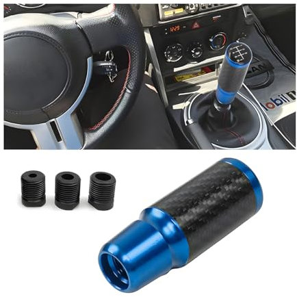 JNNJ Pomello Cambio Auto, 6 Marce Pomello Cambio Manuale, Leva Cambio Lega Alluminio Universale 3 Adattatori, Veicolo Accessori per Maggior Parte Veicoli Manuali e Automatici, Pratico(Blu)