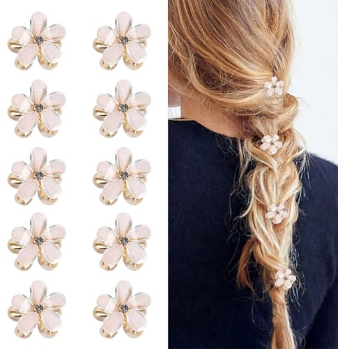 ZILZUFA 10 Stück Mini Diamant Haarspangen, Kleine Haarspangen Blumen Haarschmuck, Haarschmuck für Damen, Mädchen, Haarspange Blume, Brautschmuck, Haarschmuck für Hochzeit, Alltag, Party (Weiß)