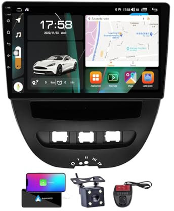 Generico HTXPSM Autoradio Android 13 per Peuge-OT 107/Toyota Aygo 2005-2014 Navigazione GPS Radio FM RDS 9 Pollici Bluetooth 5.0 unità Principale Stereo per Auto Player Digitale con Touchscreen