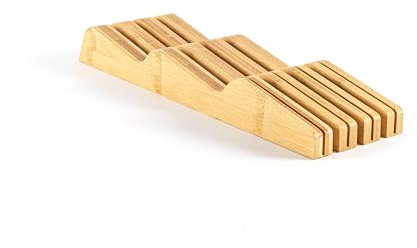 Hanseküche Messerblock - Messerhalter ohne Messer aus Holz Messerbrett (Bambus Braun, Schublade)