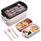 Electri-HQ Boîte à lunch avec 3 compartiments 1400 ml, porte-déjeuner, bento box adaptée au micro-ondes et au lave-vaisselle, porte-déjeuner chauffant, schiscetta déjeuner pour enfants, école, bureau