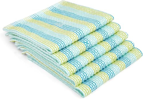 Full Circle Tidy 100% Organic Cotton Dish Cloths, Set of 5, Multicolored