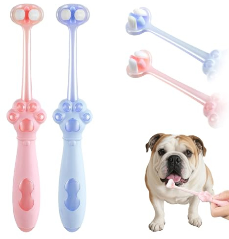 2 Stück 3-Seitige Hundezahnbürste Für Kleine Mittelgroße Hunde Langem Griff Zahnbürste Hund Katzen Weiches Katze Zahnpflege Hunde Zahnbürsten Zähne Reinigungs Set Für Mundhygiene Haustier