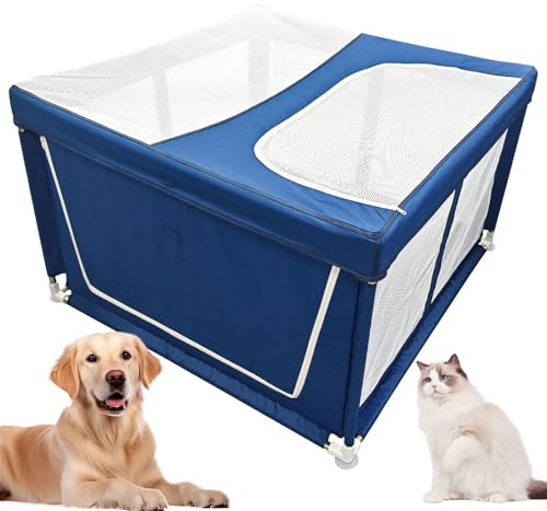 Beafaoo Pet Cat/Dog Playpen, Oversize Kitten Playpen, Puppy Play Pen, Foldable Dog Pen Indoor, Removable Top Cover, Bottom with Anti-Slip Suction Cups, 107 * 107 * 66cm