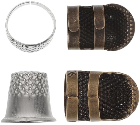 IWOWHERO 2 Set Ditale Cucito in Rame Antico Protezione Dita in Metallo per Cucito Mano e Quilting Accessori Resistenti e Durevoli per Ricamo e Fai da Te