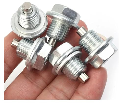 1/3 * Set oljeavtappningsskruvar bilmotor trågplugg bult M14*1.5 silver med bricka magnetisk tätningsring(Black)