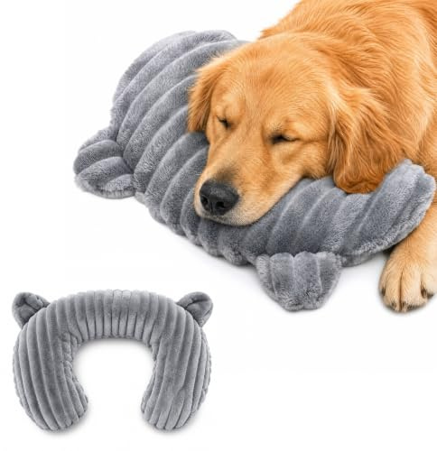 Cojín para mascotas en forma de U, 35 x 23 cm, para perros y gatos medianos | Suave y lavable cojín calmante, soporte para el cuello para mascotas pequeñas, soporte para el sueño