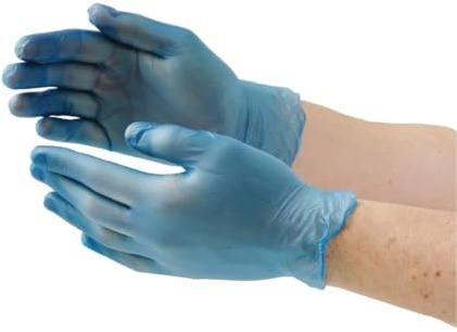 Hygiplas Puderfreie Vinylhandschuhe - Groß - (100er-Pack), Blau, Latexfreie Handschuhe, CF403-L