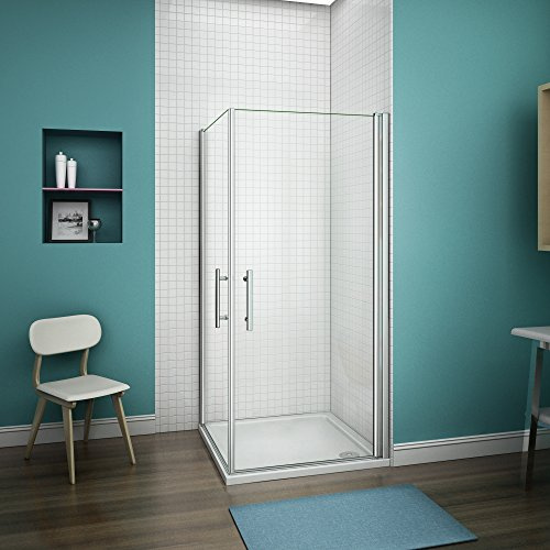 Porte de douche 80x80x185cm Porte pivotante cabine de douche verre anticalcaire