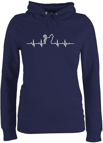 Shirtracer - Pullover Damen Hoodie Frauen - Katzenbesitzer Geschenk - Herzschlag Katze