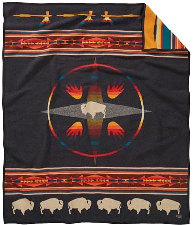 Pendleton Jacquard Napped Throw Blanket 64 x 80 - Wool Cotton, Reversible