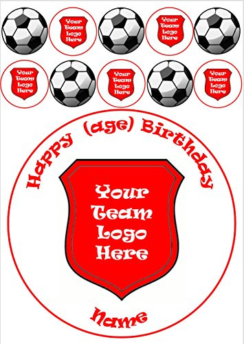 Personalised your team logo football club 7.5 inch cake topper and 1.5 inch cupcake toppers wafer paper