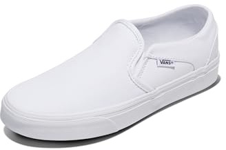 Vans Women's Asher Slip-On Shoe - Casual Sneakers for Walking, Fashion & Work. (Canvas) Truewht/Truewht. 8.5