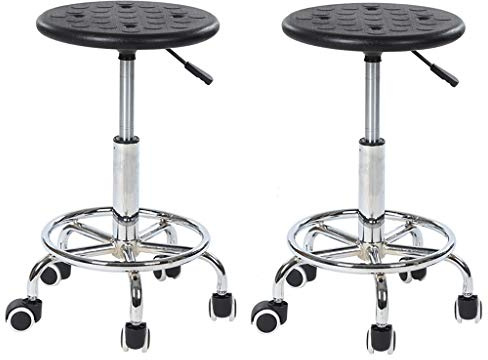 NUBAOzy Laboratory Stool, Pulley Stool, Small Work Stool, Punched Anti-Static Panel Silent Rotation Electroplating 5 Claws for Clinic Workshop Office Lifting 48-58cm (Color : Black×2)