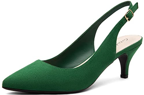 Greatonu Slingback Donna Scarpe Eleganti Decollete con Tacco Medio a Gattino e Punta