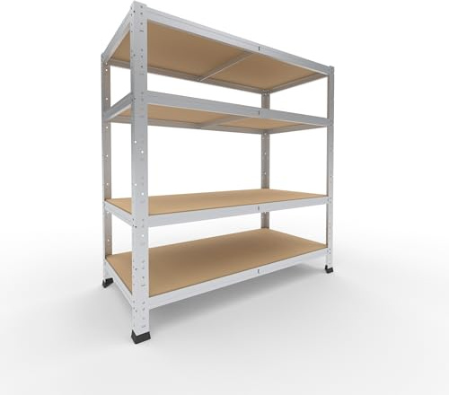 shelfplaza Home 100x100x50cm Schwerlastregal verzinkt mit 4 Böden x 175kg | Kellerregal · Lagerregal · Metallregal · Regale für Kellerraum · Steckregal · Abstellraum Regal