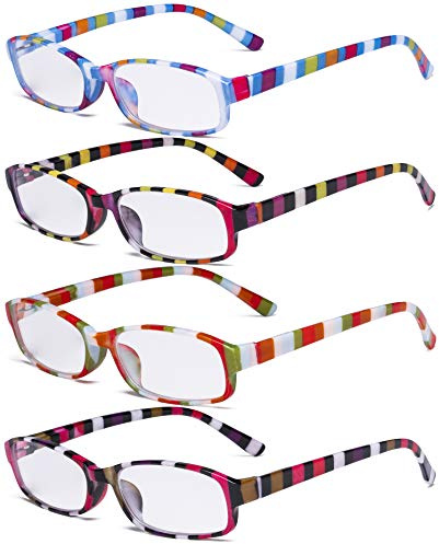 Eyekepper 4er Pack Damen Modisch Lesebrille - Streifen Design Kleine Lesebrillen