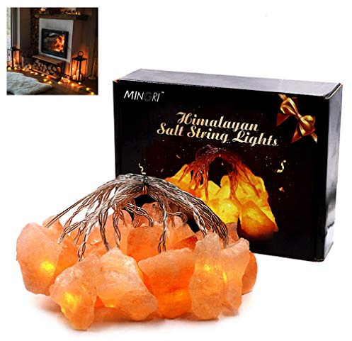 MINGRI Himalayan Salt lamp Salt Rock Night Light USB Fairy Hanging String Lights for Bedroom,Crystal Stones Natural Pink Salt Lamp for Meditation,Yoga,Office, Bedside,Desk,Computer, Baby,Child